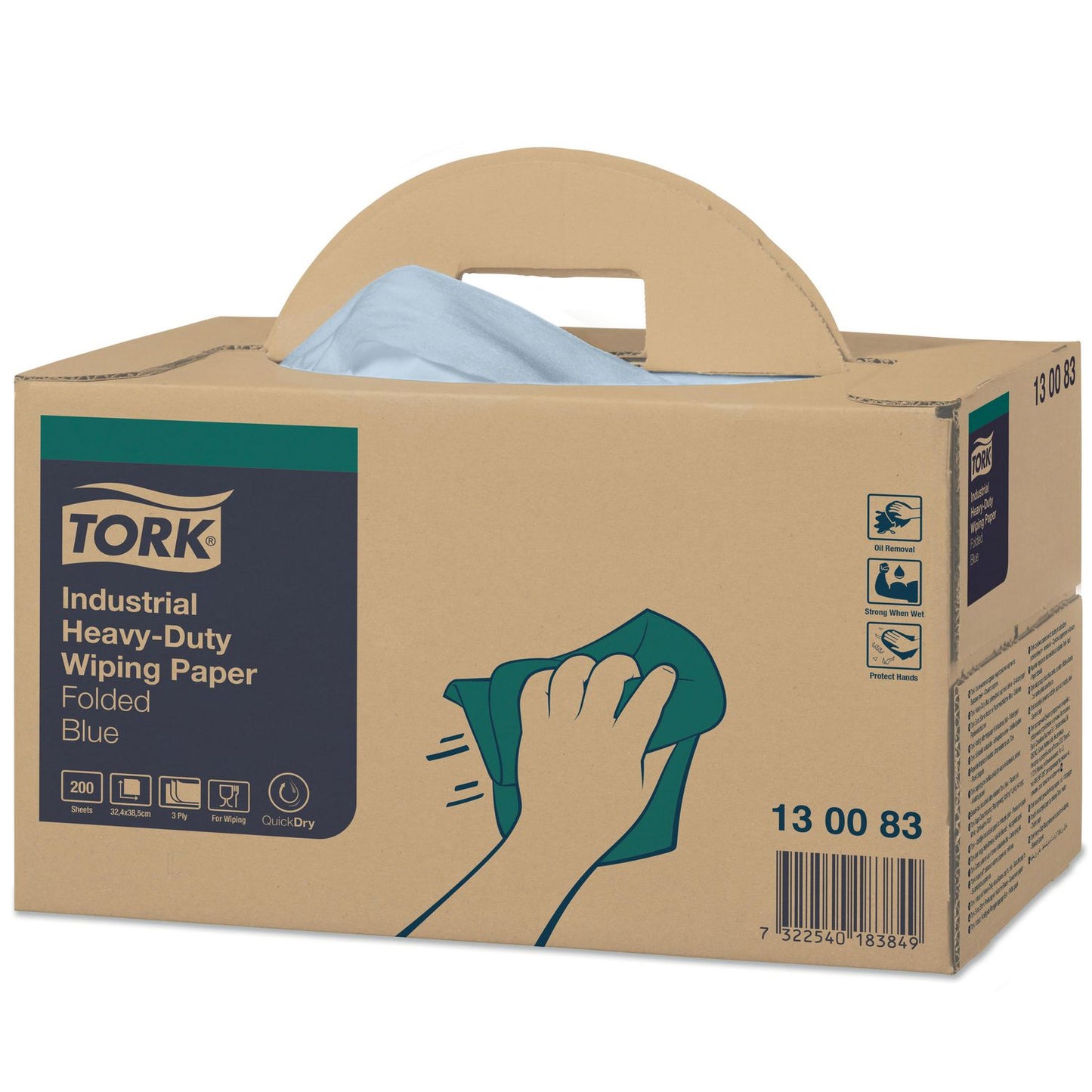 Aftørringsklud Tork W7 Handybox 3-lag Ekstra kraftig 32,4x38,5 cm,200 stk/krt