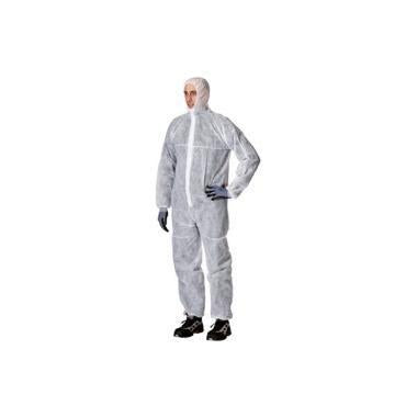 Støvdragt str XXXL med Lynlås/Hætte PP Hvid,50 stk/krt