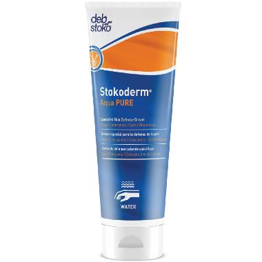 Hudcreme Stokoderm Aqua Pure uden parfume genopbyggende til vådt arbejde 100 ml,12 tub x 100 ml/krt