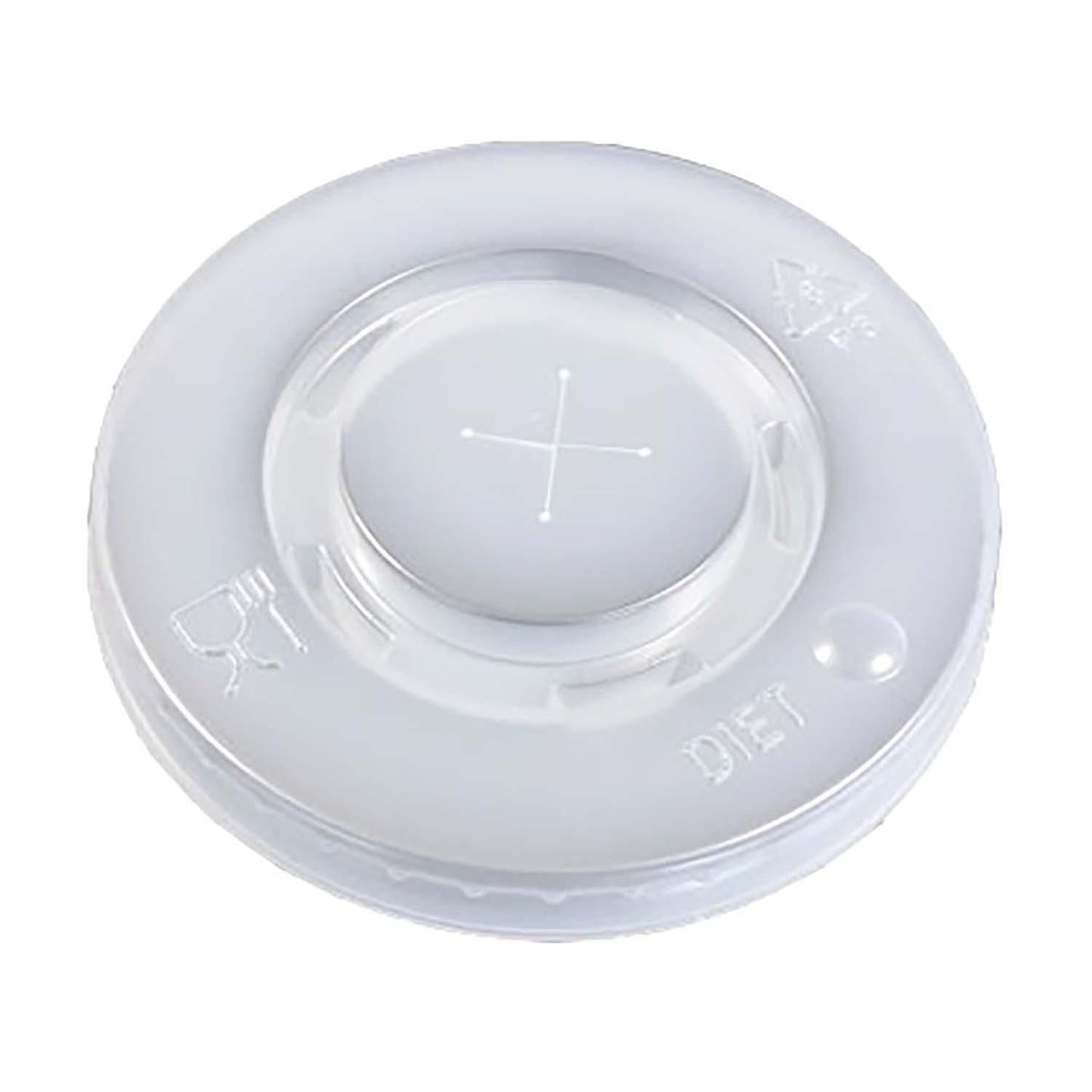 Plastlåg Ø80 mm Catersource Flad med kryds Transparent til Papbæger PS Plast,100 stk/ps