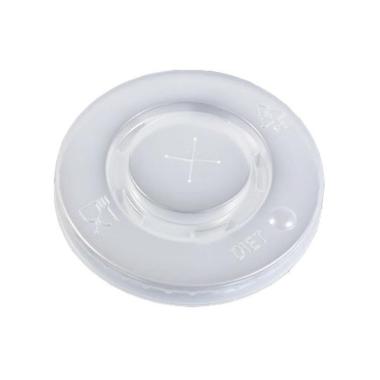 Plastlåg Ø90 mm Catersource Flad med kryds Transparent til Papbæger PS Plast,100 stk/ps