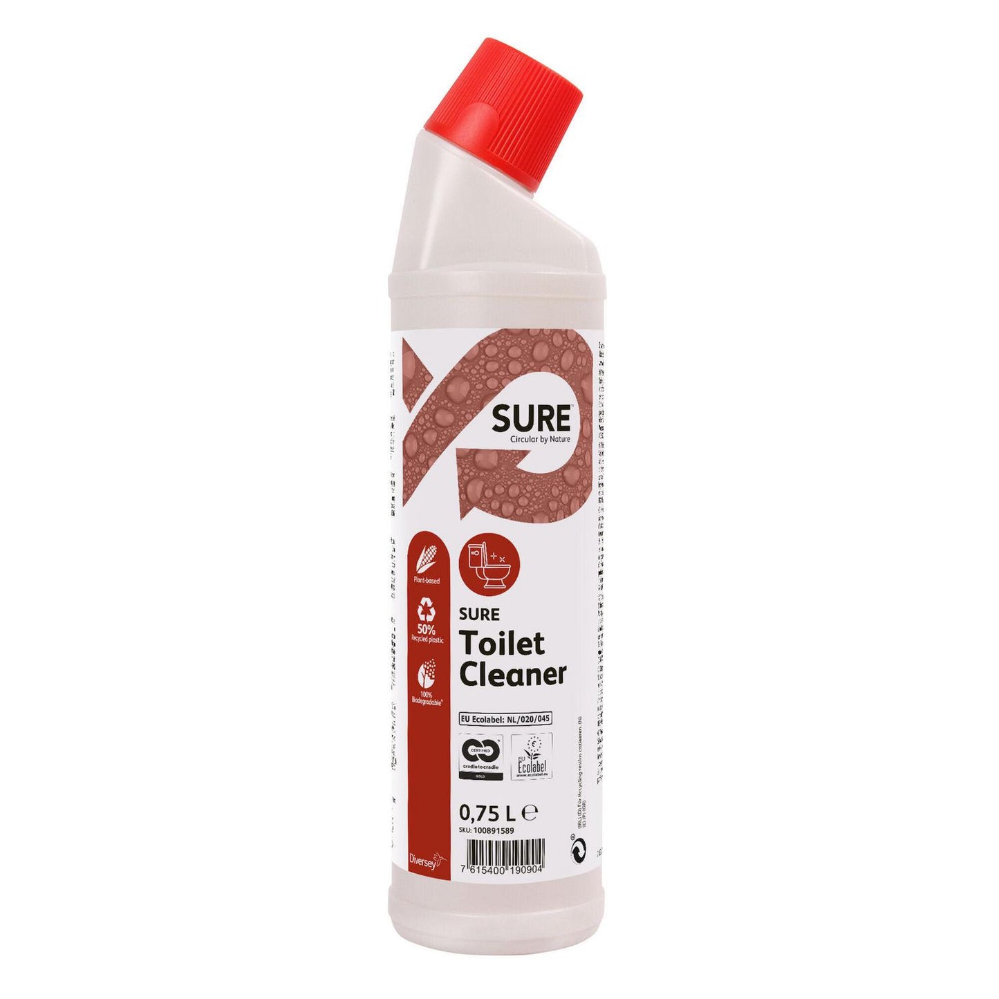 Toiletrens Flydende Sure Toilet Cleaner 750ml Ecolabel u Farve/Parfume Gul Surt,6 fl x 750ml /krt