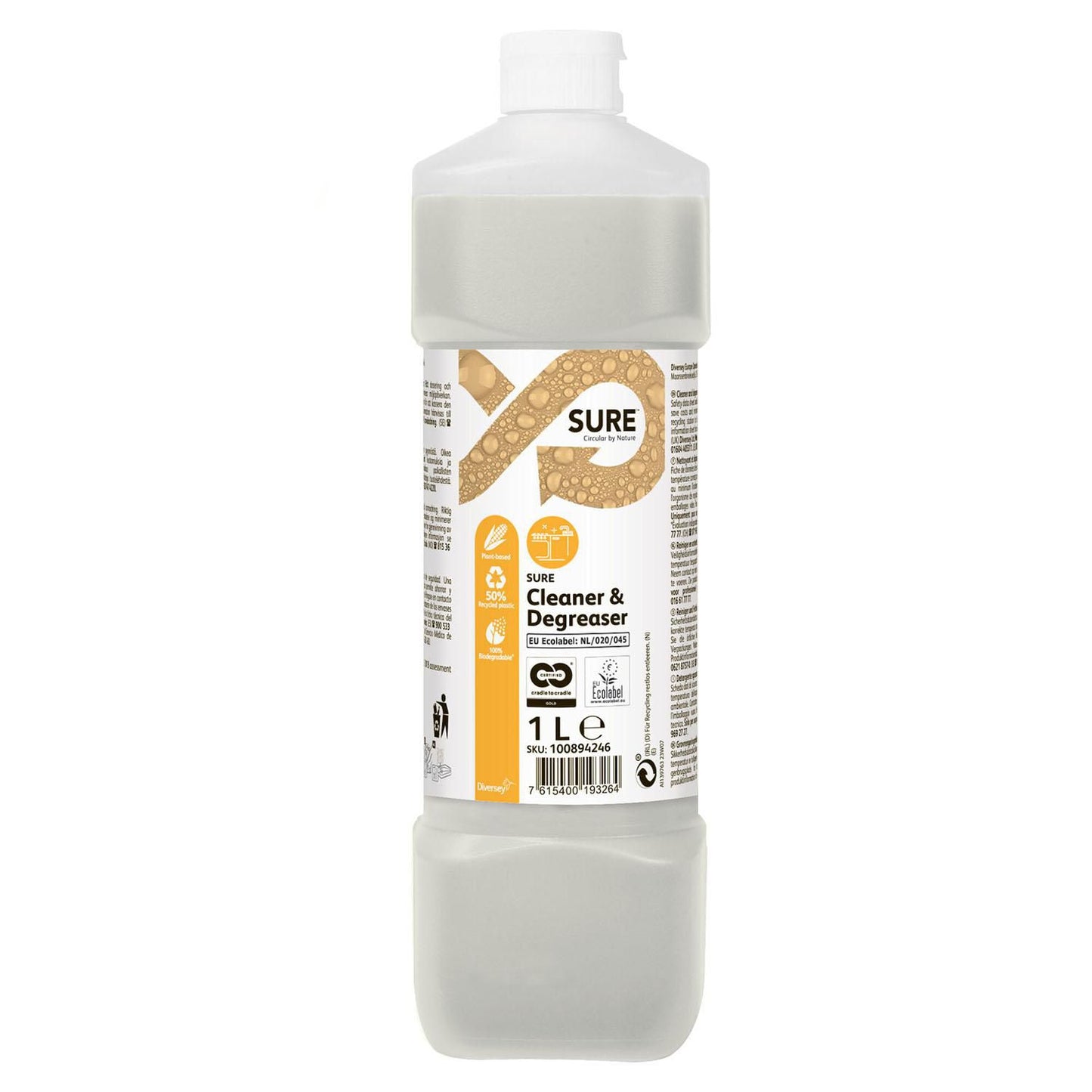 Grundrengøring Gulv/Inv Cleaner & Degreaser 1ltr Ecolabel u Parfume Manuel,6 fl x 1 ltr/krt