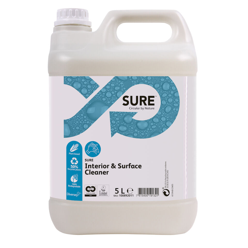 Universalrengøring SURE Interior&Surface Cleaner Plantebas uden parfume 5ltr,2 dnk x 5 ltr/krt