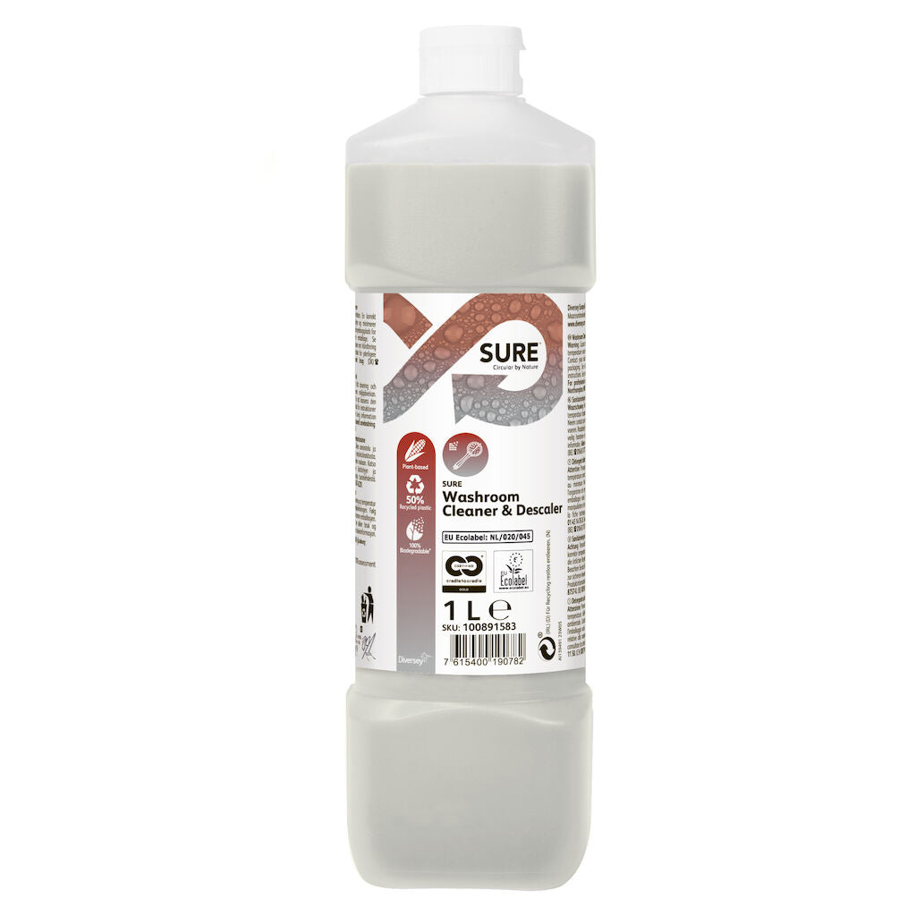 Sanitetsrengøring/Kalkfjerner SURE Washroom Cleaner&Descaler Sur u/Parfume 1 ltr,6 fl x 1 ltr/krt