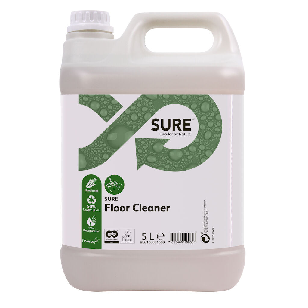 Gulvrengøring Sure Floor Cleaner 5ltr Ecolabel/C2C uden Parfume Manuel/Maskine,2 dnk x 5 ltr/krt