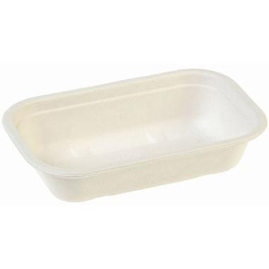 Bakke 650 ml 205x130x56 mm Firkantet bagasse biocoated  Bionedbrydelig,125 stk/ps
