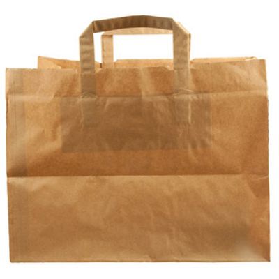 Bærepose Takeaway 41 ltr 360x315x360 mm 110 gr med Hank Papir Brun,125 stk/krt