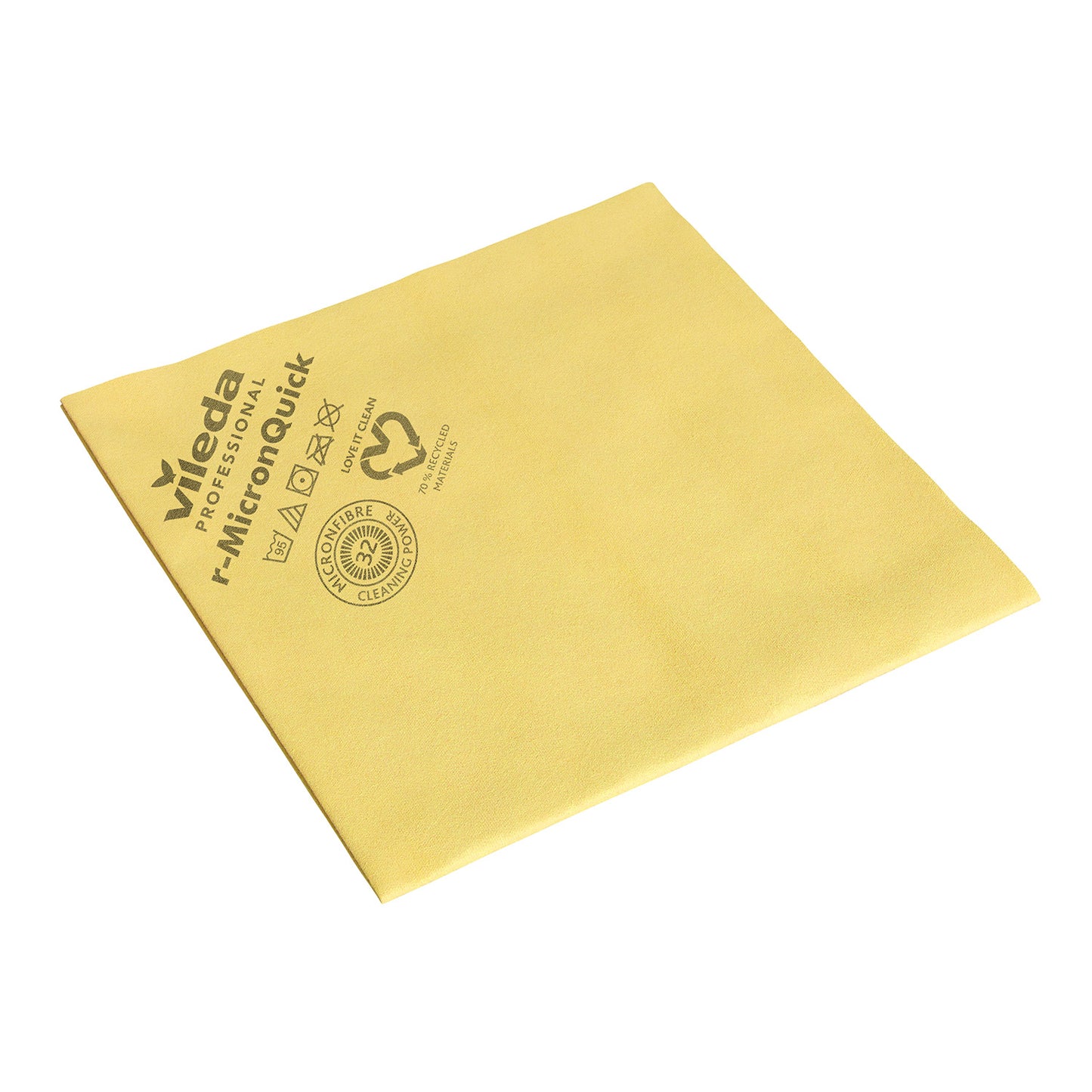 Microfiberklud r-MicronQuick 40x38cm Svanemærket gul 70% genbrugsplast,5 stk/pk