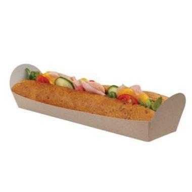 Bakke Baguette 254x60x30/62 mm Brun/Hvid,500 stk/krt