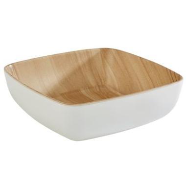 Skål Frida 0.85 ltr 16.5x16.5x5.5 cm Melamin Hvid/Trælook,stk