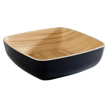 Skål Frida 0.85 ltr 16.5x16.5x5.5 cm Melamin Sort/Trælook,stk