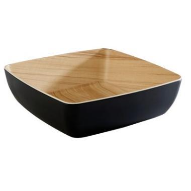 Skål Frida 2.65 ltr 25x25x7.5 cm Melamin Sort/Trælook,stk