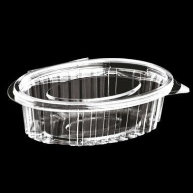 Plastbæger Catersource 250 ml 112x145x42 mm Oval Hængslet låg RPET Klar,100 stk/ps