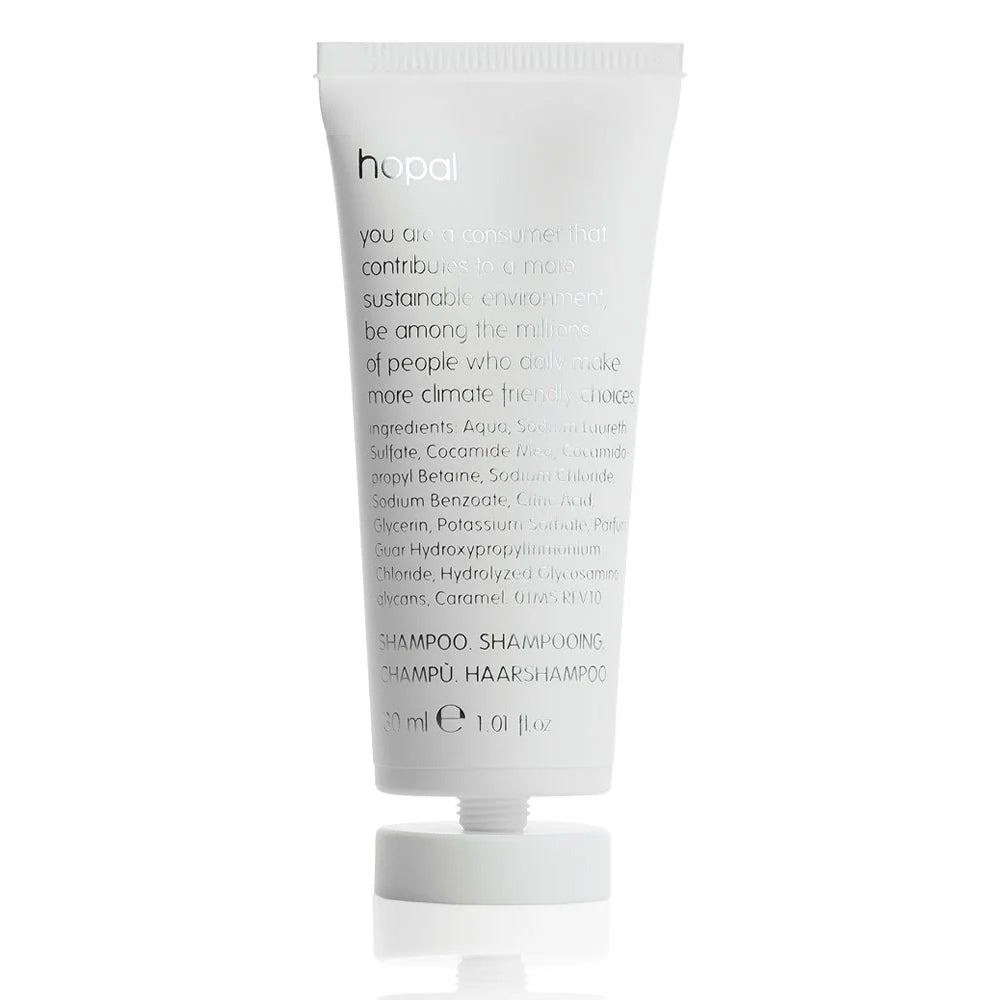 Shampoo HOPAL 30ml Svanemærket Tube med Knæklåg,216 stk x 30 ml/krt