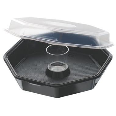 Multiboks Octaview 1-rum 190x190x70 mm med Låg PS Sort/Klar,6 pk x 35 stk/krt