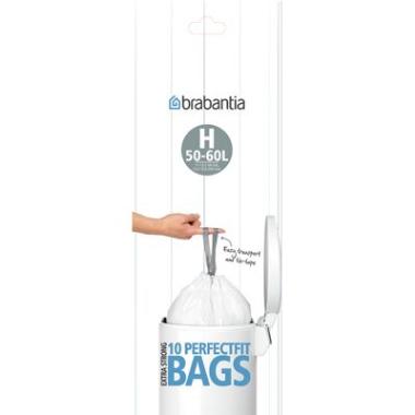 Affaldspose med snoreluk Brabantia 50-60 ltr H Hvid,12 rl/krt
