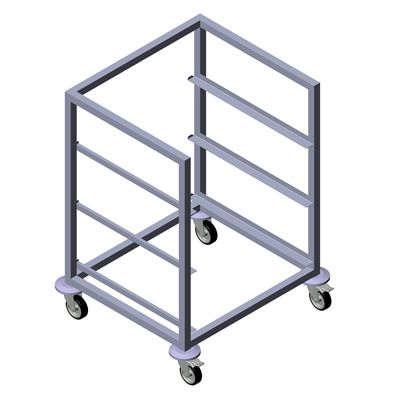 Stikvogn 3 stik 64x57.5x81 cm Rustfri stål til Opvaskekurve,stk