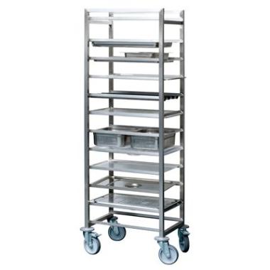 Stikvogn 11 stik 38.5x55x163 cm med 1 Svingstop Rustfri stål til 1/1 GN,stk