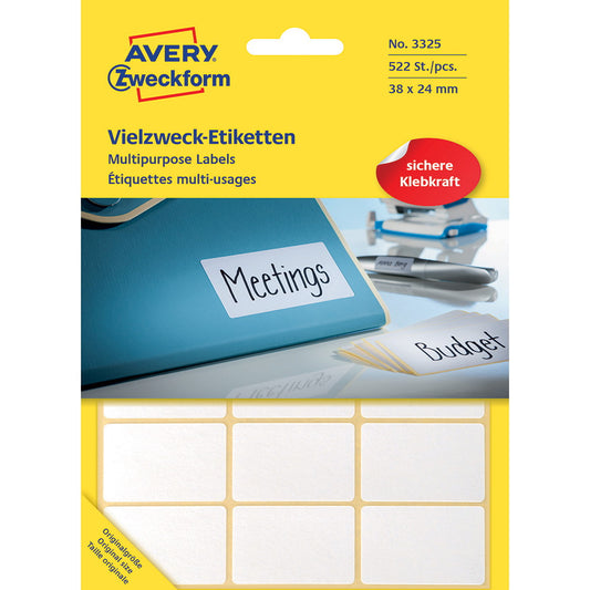 Etiket Avery 3325 Hvid 24x38mm Mp/522