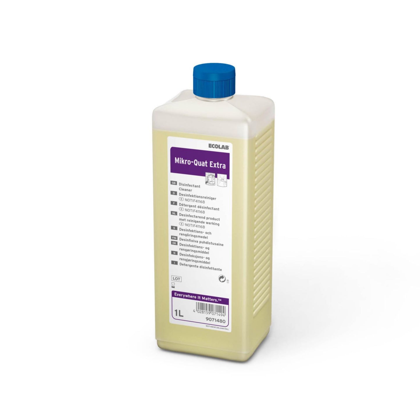 Rengøring/Desinfektion MikroQuat Extra 1ltr uden Farve/Parfume Fødevaregodkendt,4 fl x 1 ltr/krt