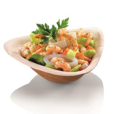 Skål 600 ml 210x65 mm Trekant Bionedbrydelig Palmeblad,4 pk x 25 stk/krt