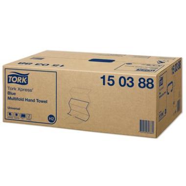 Håndklædeark Tork Universal H2 Z-Fold 2-lag L23.4xB21.3xD7.8cm Genbrug Blå,20 pk x 237 ark/krt