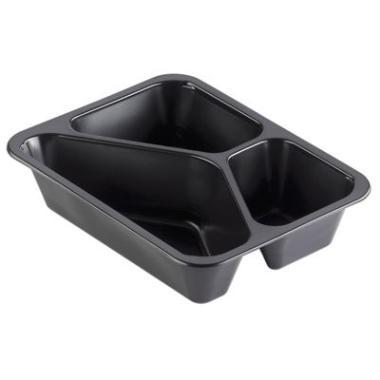 Bakke 3-rum Caterline 227x178x50 mm PP Sort,216 stk/krt