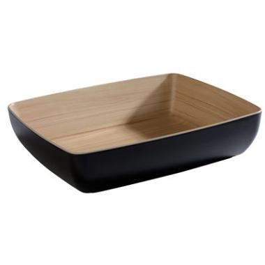 Skål Frida 4 ltr 32.5x26.5x7.5 cm Melamin Sort/Trælook,stk