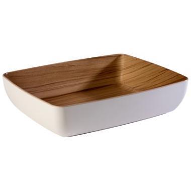 Skål Frida 4 ltr 32.5x26.5x7.5 cm Melamin Hvid/Trælook,stk