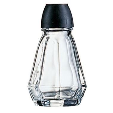 Salt/Peberbøsse Damier Ø4.9x7.3 cm Glas/Sort plast låg,36 stk/krt