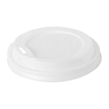 Plastlåg Ø80 mm høj CPLA naturhvid bionedbrydelig til kaffebæger,20 pk x 40 stk/krt