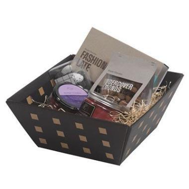 Gavekurv 255x255x115 mm lille sort med kvadrater,1 stk