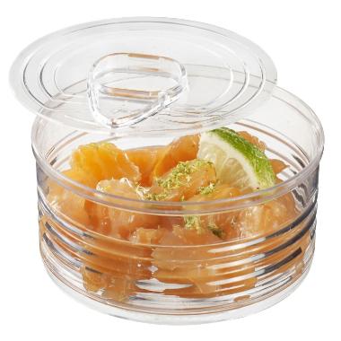 Konservesdåse 100 ml Ø74x35 mm med Løst låg PS Klar,120 stk/krt