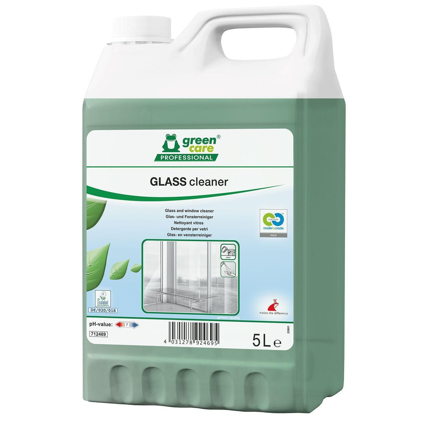 Glasrens TANA GLASS Cleaner uden Parfume 5 ltr Grøn,5 ltr/dnk