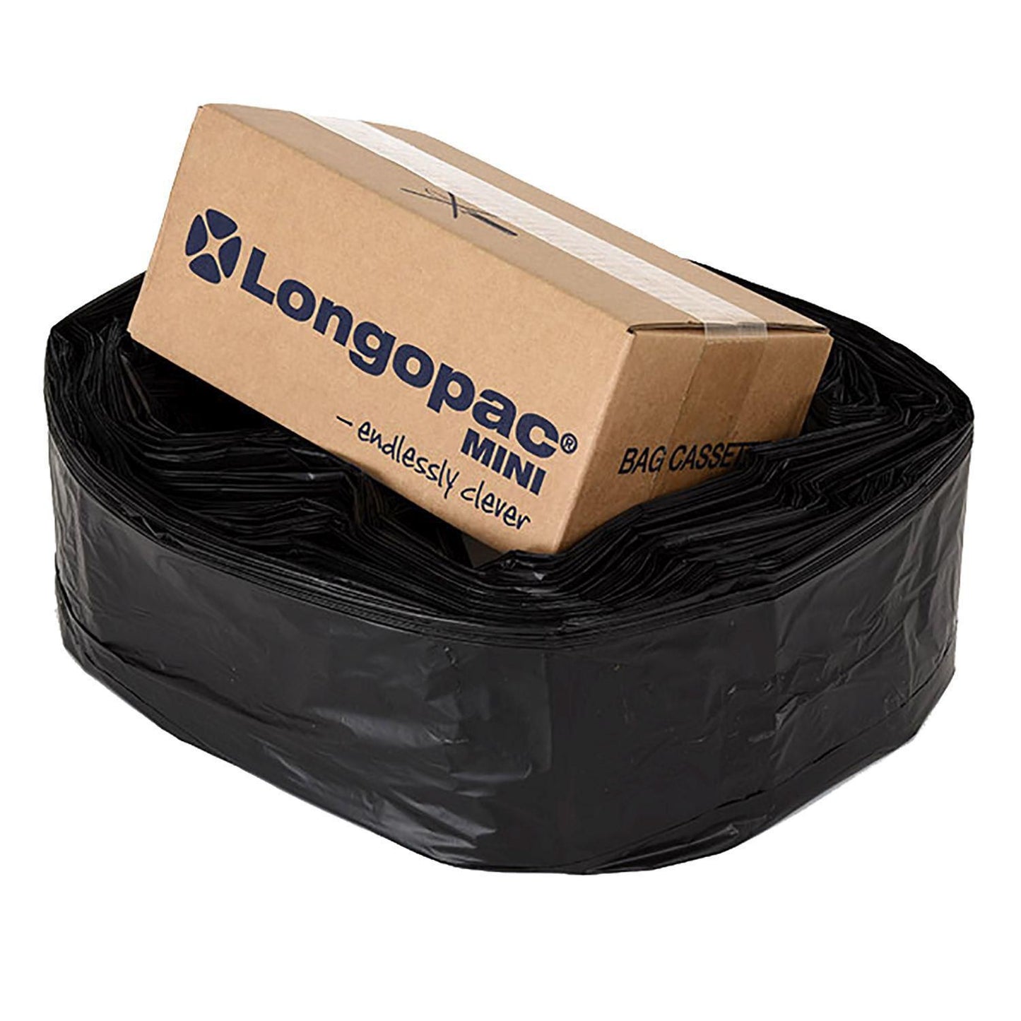 Plastslange Longopac Ø35 cm 55 m med Strips Plast Sort til Mini stativ,1 rl/krt