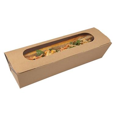 Bakke Baguette 254x60x62 mm med Låg Karton Brun,125 stk/krt