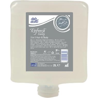 Cremesæbe Refresh Luxury 3i1 Hair and Body med Balsam/Parfume t dispenser 2 ltr,4 fl x 2 ltr/krt