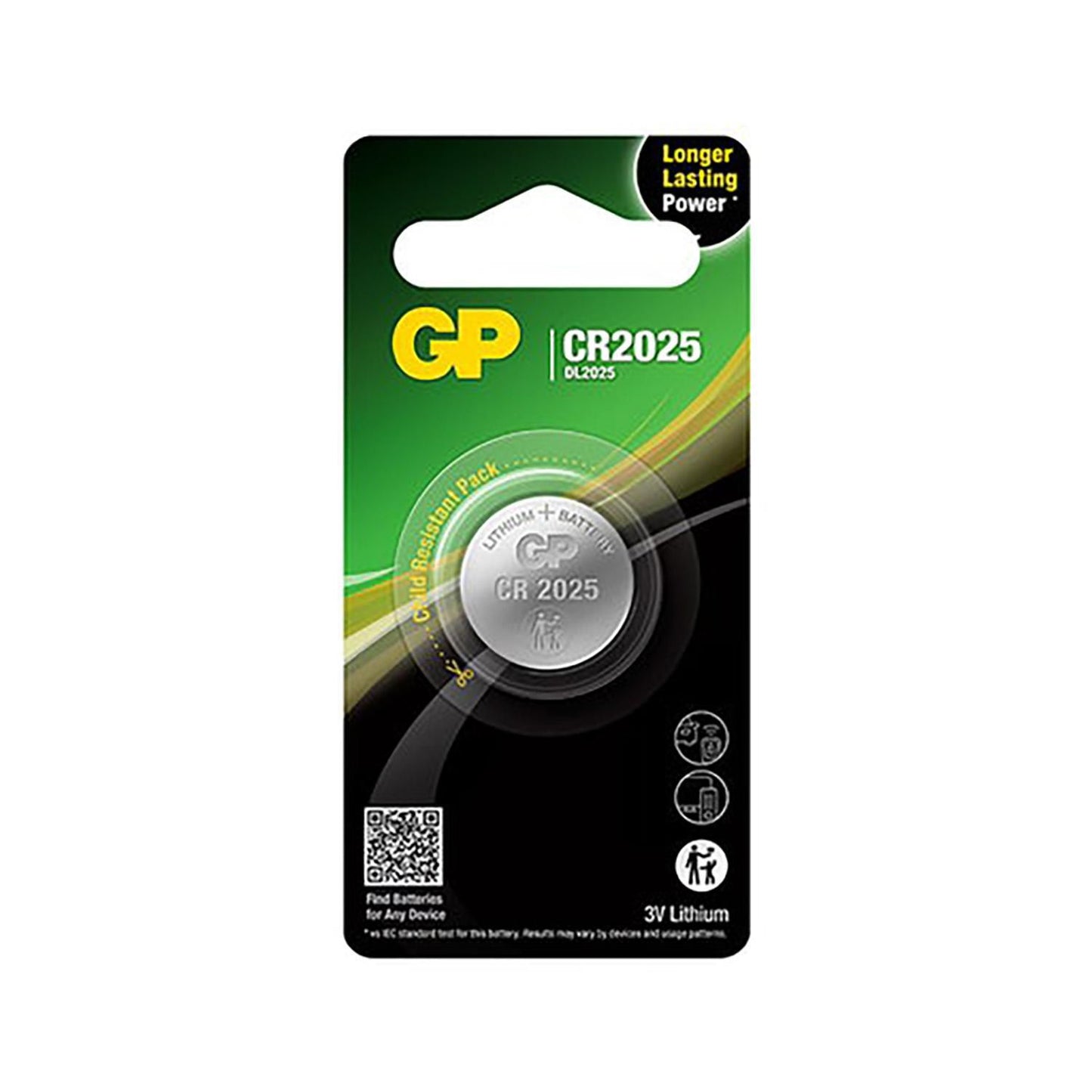 Batteri GP Lithium CR2025 1 stk/pk,1 stk/pk