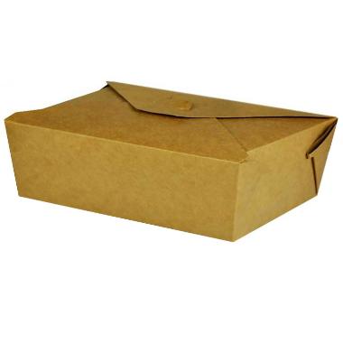 Takeaway æske 1200 ml 195x140x45 mm FSC-mærket Karton med biocoating Brun,4 pk x 50 stk/krt