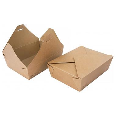 Takeaway æske 1600 ml 195x140x63 mm FSC-Mærket Karton med biocoating Brun,4 pk x 50 stk/krt