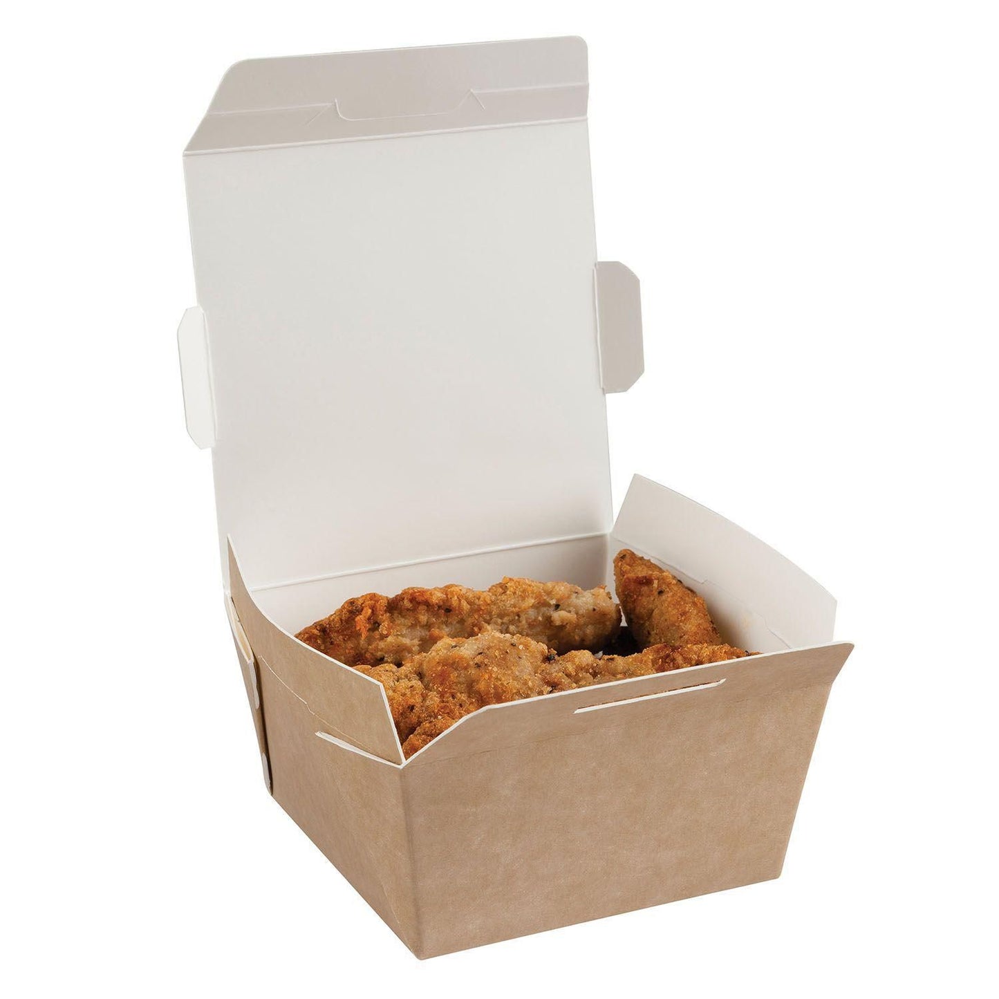 Takeaway æske 430 ml 101/85x101/85x50 mm Frys/Ovn Karton med PET Brun/Hvid,500 stk/krt