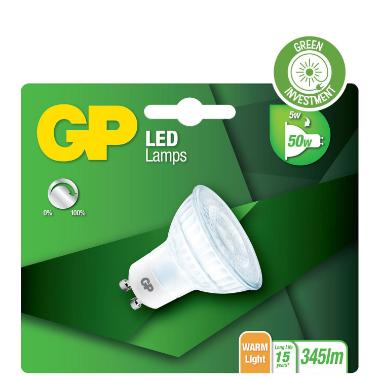 LED Pære GP GU10 5W 2700K 345LM Dæmpbar,1 stk/pk
