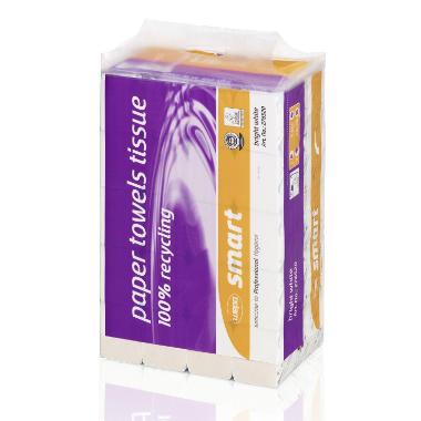 Håndklædeark Wepa Smart V-fold 2-lag L24xB23xD11.5cm Genbrug Natur,20 pk x 200 stk/krt