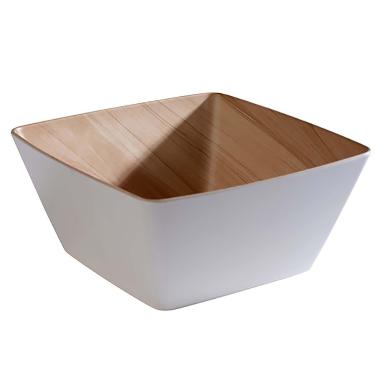 Skål Frida 3.5 ltr 25x25x12 cm Melamin Hvid/Trælook,stk