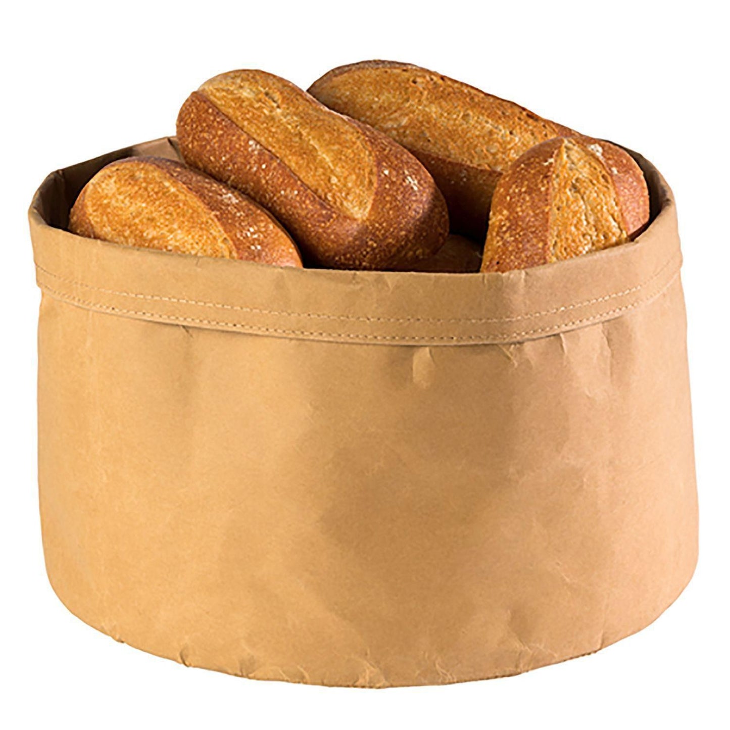 Brødkurv Ø30x22 cm Kraftg foldbar papirspose Læderlook Brun,stk