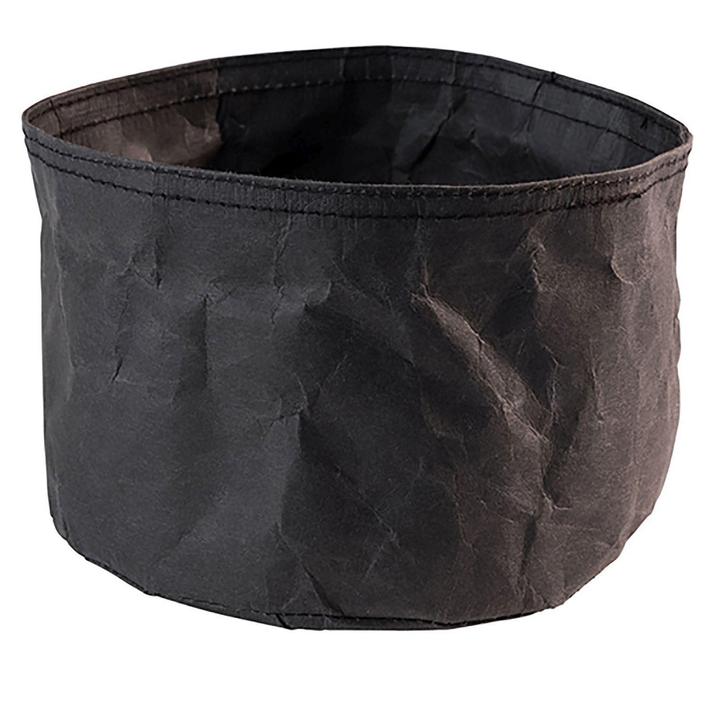 Brødkurv Ø17x11 cm Kraftg foldbar papirspose Læderlook Sort,stk