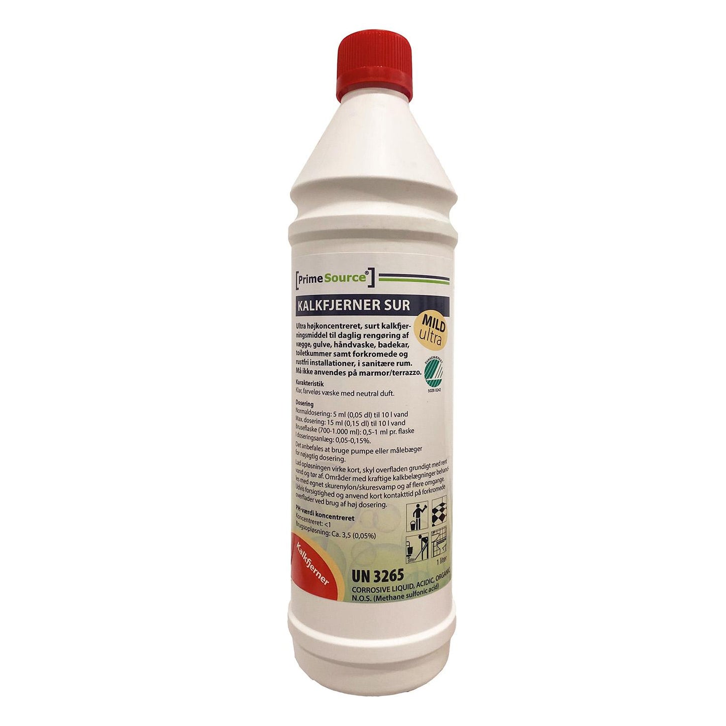 Kalkfjerner Stærkt surt Prime Source Mild Ultra 1ltr Svanemærket uden Parfume,1 ltr/fl