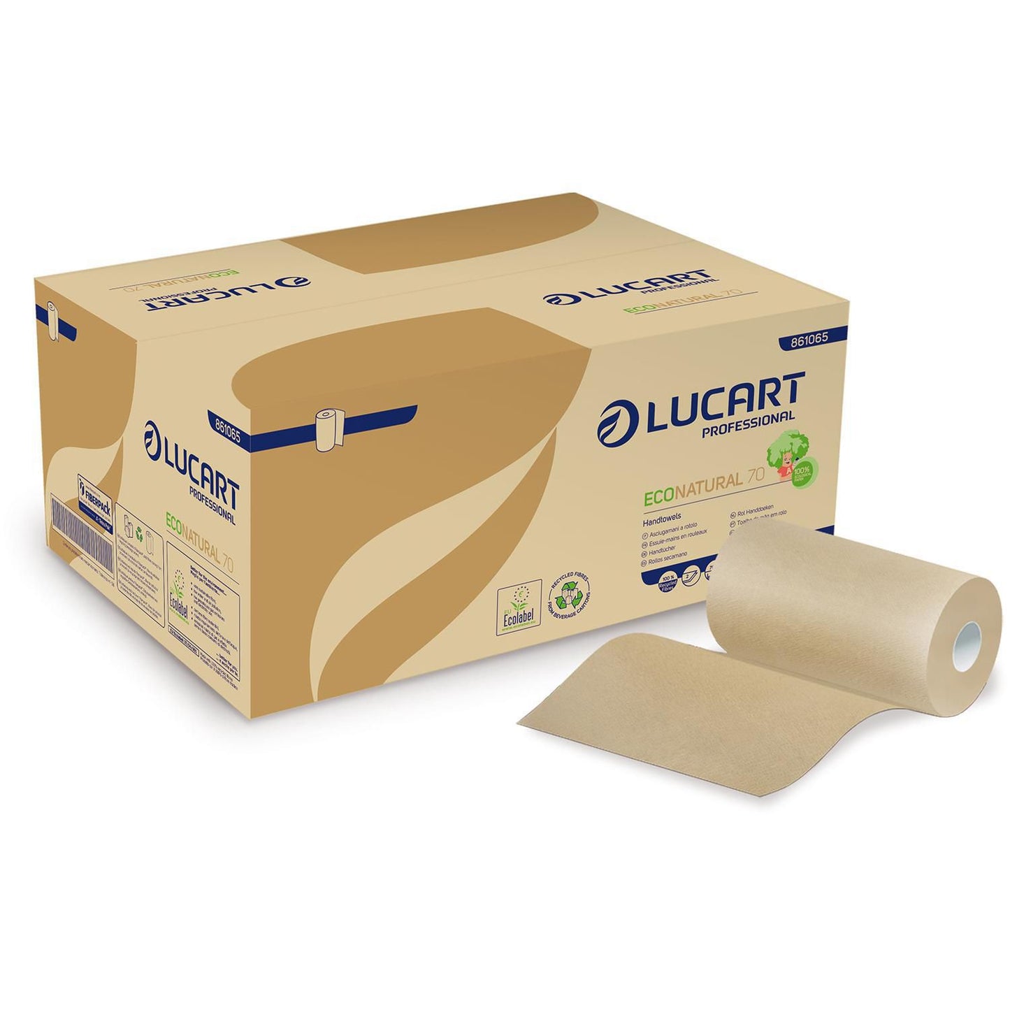 Håndklæderulle EcoNatural Mini 2-lag 22.8cm x70m Genbrug med hylse,12 rl/krt