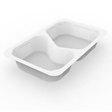 Bakke 2-rum 1/4 GN 630/500 ml 265x162x43 mm PP Hvid,225 stk/krt